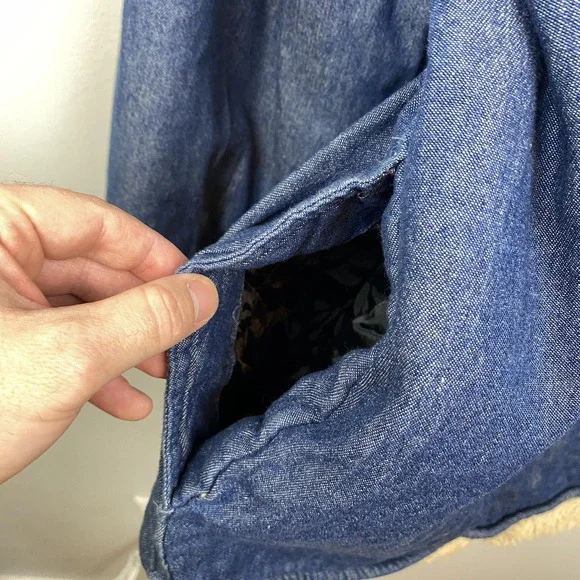 Wrangler Jacket Mens‎ 2XL Blue Sherpa Lined Denim Shirt Jacket Shacket Pockets - Picture 6 of 11